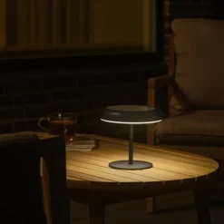 LED-bordlampe med solcellepanel og batteri Elmer, svart, metall, IP44