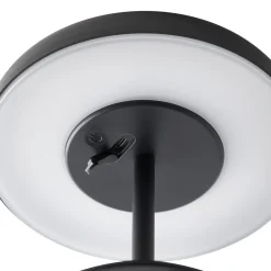 LED-bordlampe med solcellepanel og batteri Elmer, svart, metall, IP44