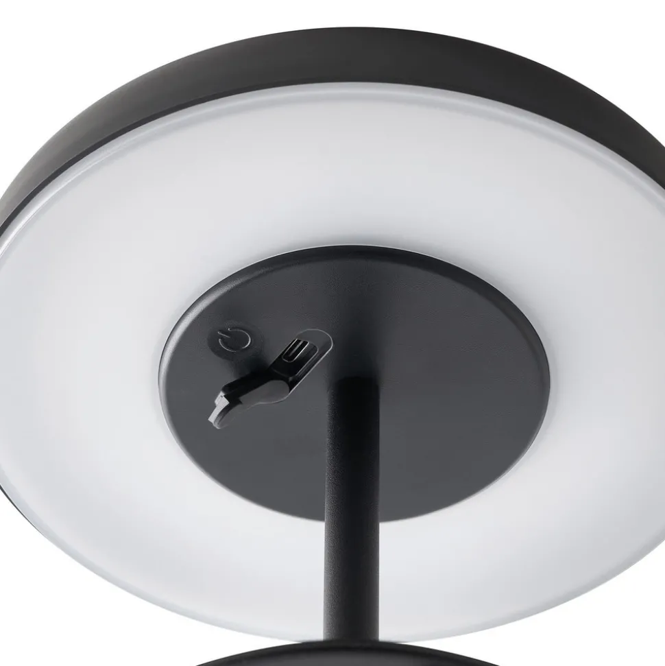 LED-bordlampe med solcellepanel og batteri Elmer, svart, metall, IP44