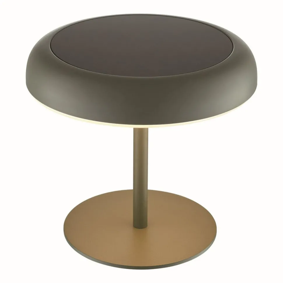 LED-bordlampe med solcellepanel og batteri Elmer, grønn, metall, IP44