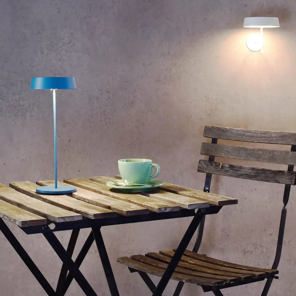 LED-bordlampe Miram med batteri, dimbar, blå