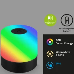 LED-bordlampe Smal, svart, RGBW, plast, 7 cm