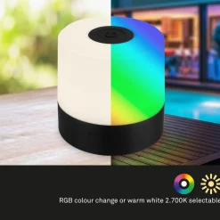LED-bordlampe Smal, svart, RGBW, plast, 7 cm