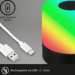 LED-bordlampe Smal, svart, RGBW, plast, 7 cm