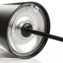 LED-bordlampe Toc med USB-lader, IP54, svart