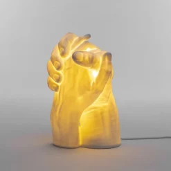 LED-bordlampe With Me av porselen, hvit