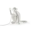 LED-dekobordlampe Monkey Lamp, hvit, sitter