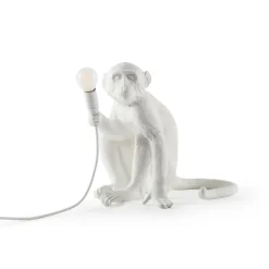 LED-dekobordlampe Monkey Lamp, hvit, sitter