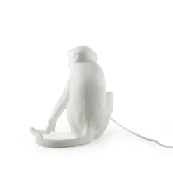 LED-dekobordlampe Monkey Lamp, hvit, sitter