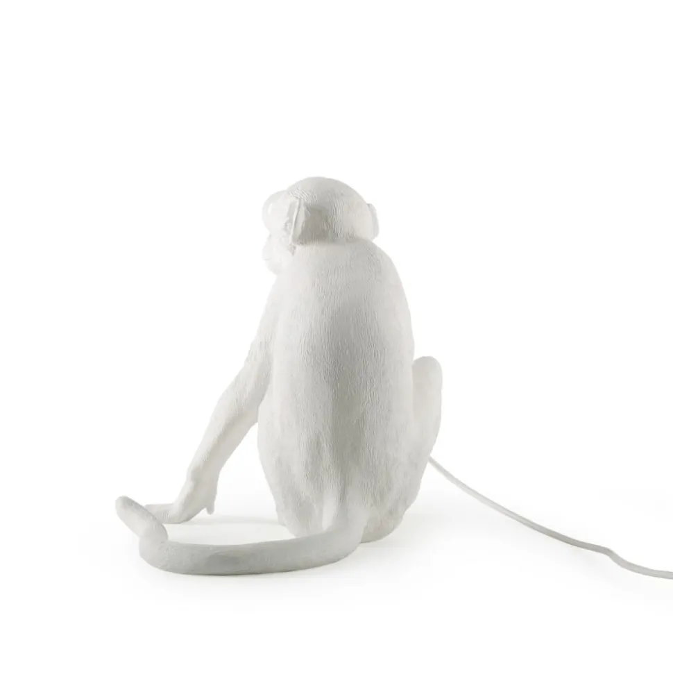 LED-dekobordlampe Monkey Lamp, hvit, sitter