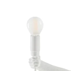 LED-dekobordlampe Monkey Lamp, hvit, sitter