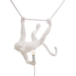 LED-dekohengelampe Monkey Lamp hvit svingende