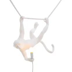 LED-dekohengelampe Monkey Lamp hvit svingende