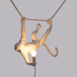 LED-dekohengelampe Monkey Lamp hvit svingende