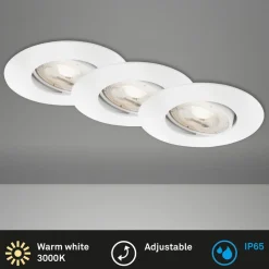 LED-downlight 7602 3stk IP65 3 000 K hvit
