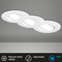 LED-downlight 7597 3stk IP65 4 000 K hvit