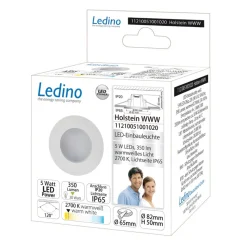 LED-downlight Holstein IP65, 116° stiv, hvit