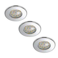 LED-downlight Nikas IP44, krom, 3er sett