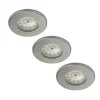 LED-downlight Nikas IP44, nikkel, 3er sett
