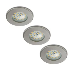 LED-downlight Nikas IP44, nikkel, 3er sett