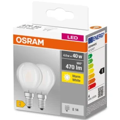 LED-dråpepære E14 4 W 827 matt 2 stk