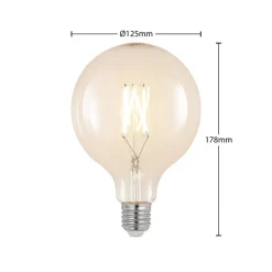 LED-filament E27 8W 2 700 K G125 globe klar 3 stk