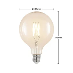 LED-filament E27 6W 2 700 K G125 globe klar 2 stk