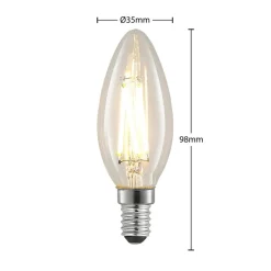 LED-filamentpære E14 4W 827 stearinlys dimbar 2stk