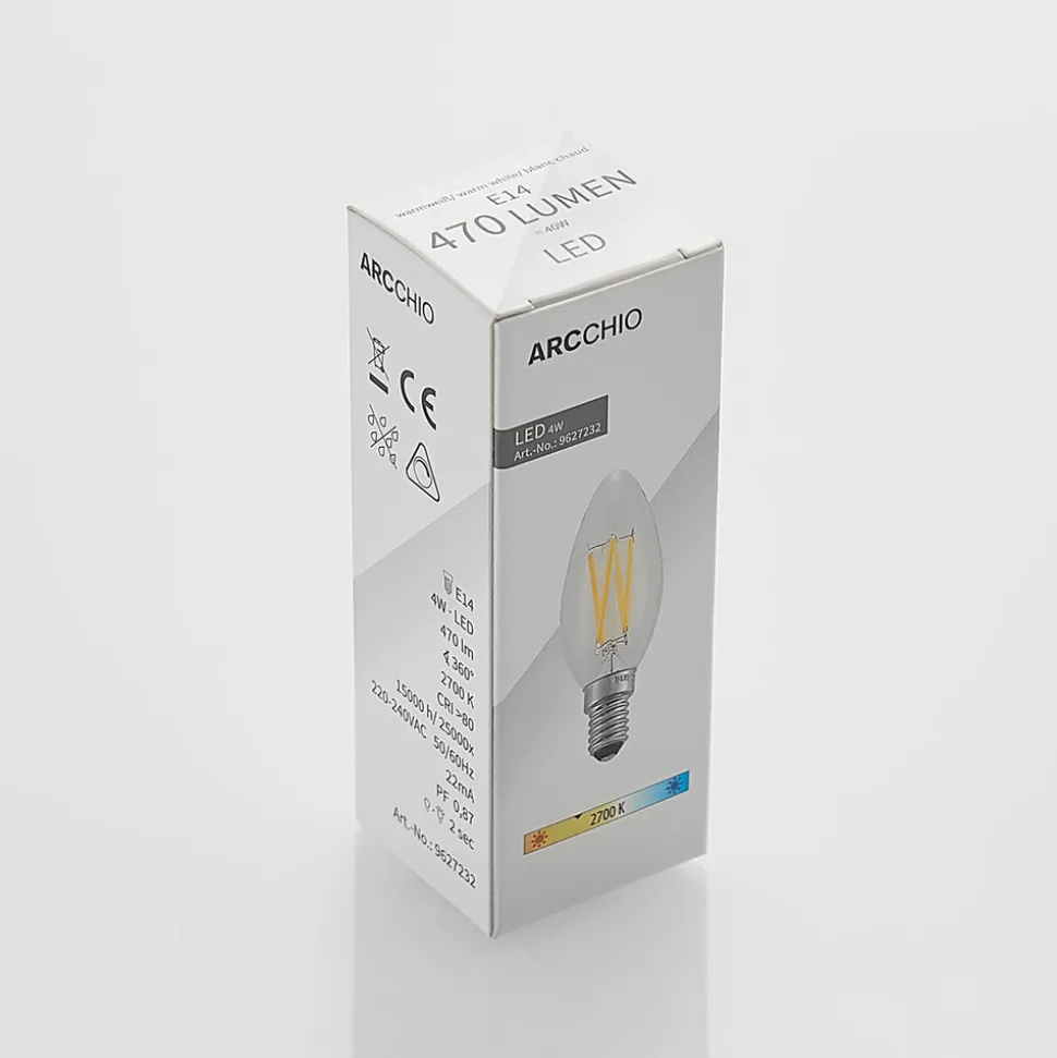 LED-filamentpære E14 4W 827 stearinlys dimbar 5stk