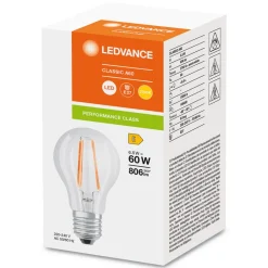 LED-filamentpære E27 6,5W 827, transparent