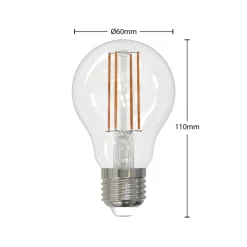 LED-filamentpære E27 8W klar 2 700K dimbar sett med 2 stk