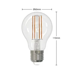 LED-filamentpære E27 6W klar 2 700 K, dimbar, sett med 2 stk