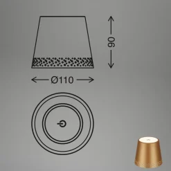 LED-flaskelampe batteri IP44 med dimmer, gull