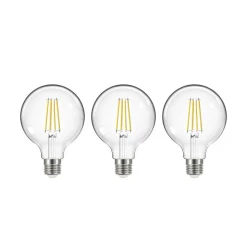 LED-glidelampe, E27, G95, 3,8W, 2700K, 806lm, 3 stk