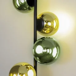 LED-gulvlampe Altaïr gull/grønn høyde 160 cm 4 lyskilder glass