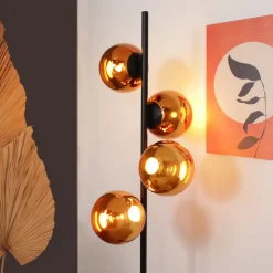 LED-gulvlampe Altaïr ravfarget høyde 160 cm 4 lyskilder glass