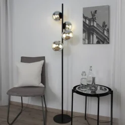 LED-gulvlampe Altaïr sølvfarget høyde 160 cm 4 lyskilder glass