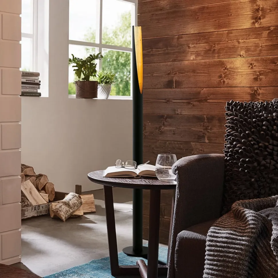 LED-gulvlampe Barbotto i svart, gull.