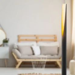 LED-gulvlampe Barbotto i svart, gull.