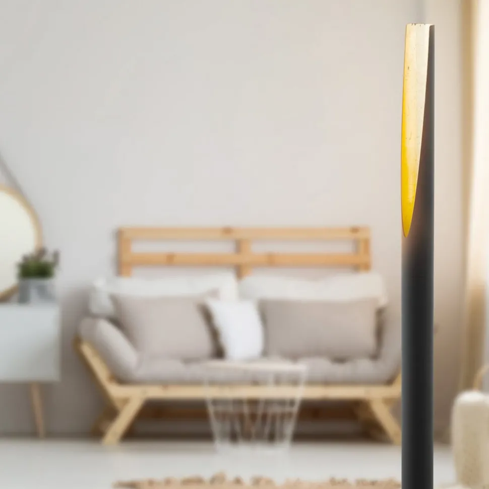 LED-gulvlampe Barbotto i svart, gull.