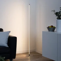 LED-gulvlampe Bella, rett, firkantet sokkel, stål