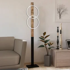 LED-gulvlampe Boyal, brun, høyde 150 cm, tre, 2 lyskilder.