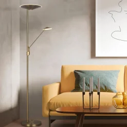 LED-gulvlampe Brantford leselampe, antikk messing