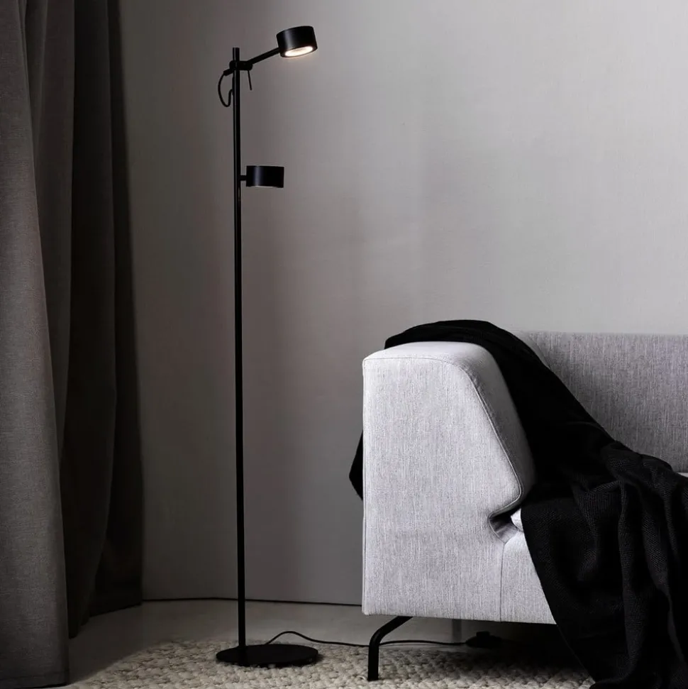 LED-gulvlampe Clyde, 2 lyskilder, med dimmer