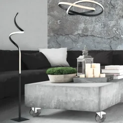 LED-gulvlampe Course, matt svart, 3000 K, høyde 145 cm