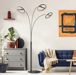 LED-gulvlampe Della, høyde 190 cm, svart/mørkgrå, 3 lyskilder.