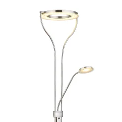 LED-gulvlampe Ebro, høyde 194 cm, nikkelfarget, 2-lys.