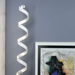 LED-gulvlampe Helix, høyde 152 cm, hvit-sølv