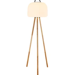 LED-gulvlampe Kettle Tripod i tre, skjerm 36 cm