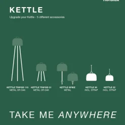 LED-gulvlampe Kettle Tripod i tre, skjerm 36 cm